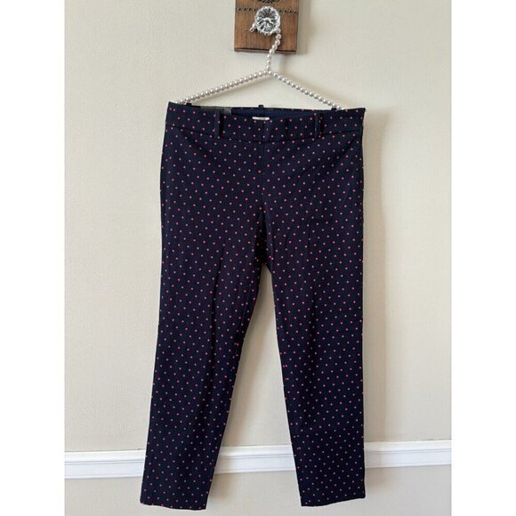 J.CREW Pants - NWT JCrew Womens Size 4 Winnie Ankle Pants Blue Pink Polka Dot City Fit Stretch